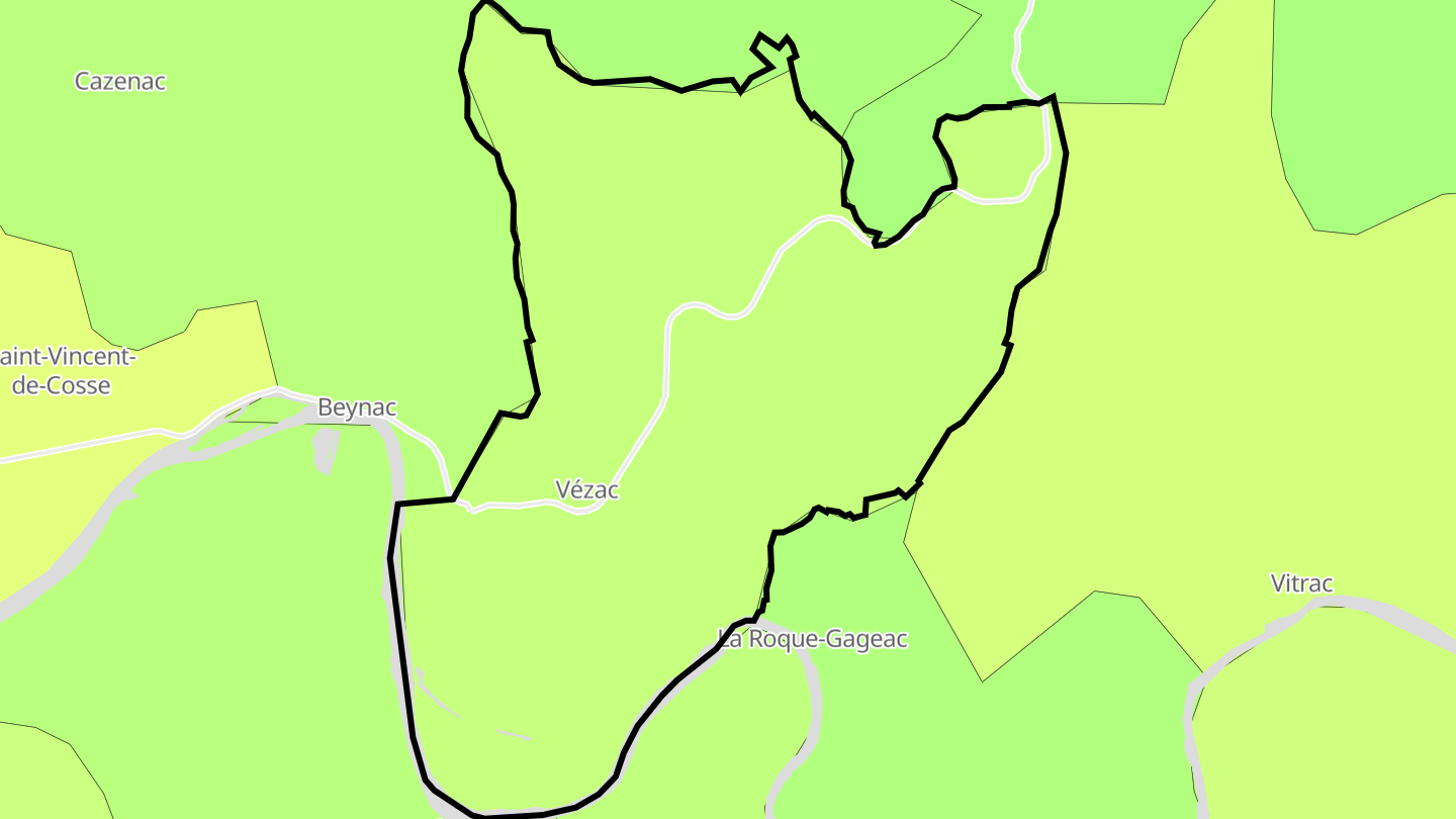 Carte des prix de l'immobilier Vézac