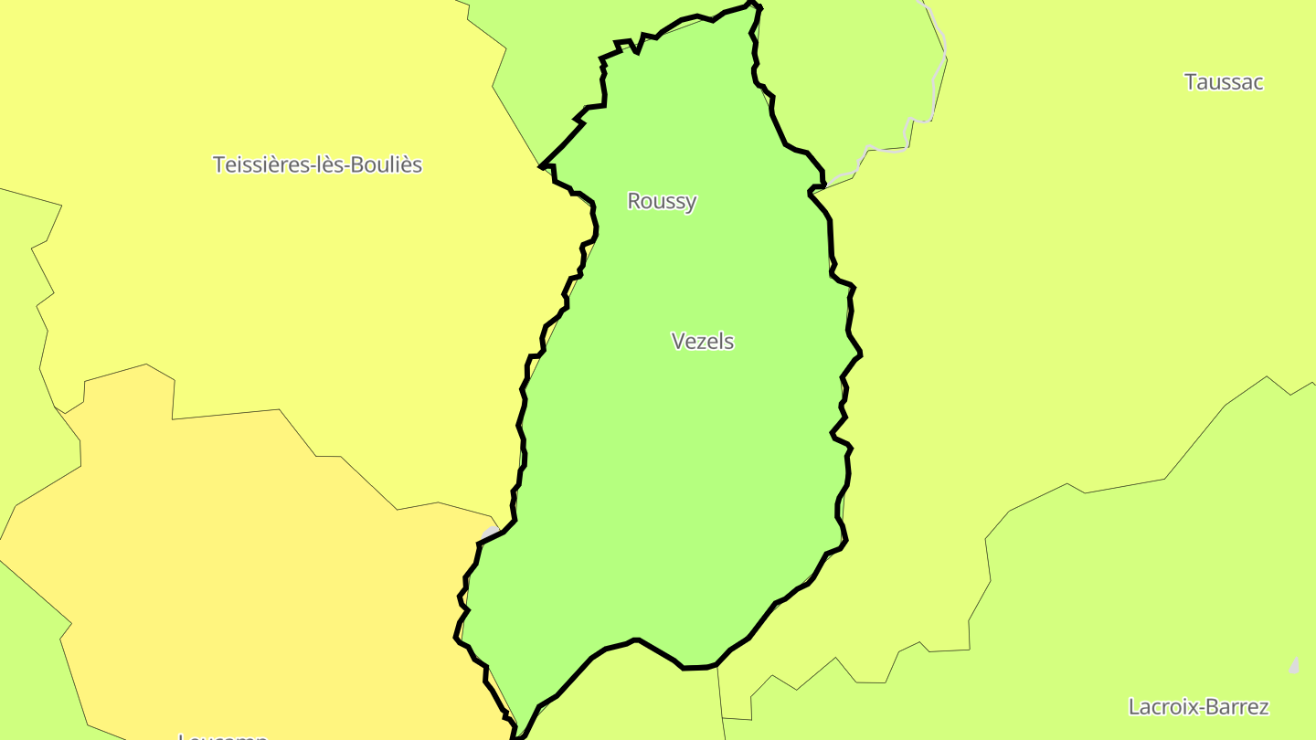 Carte des prix de l'immobilier Vezels-Roussy