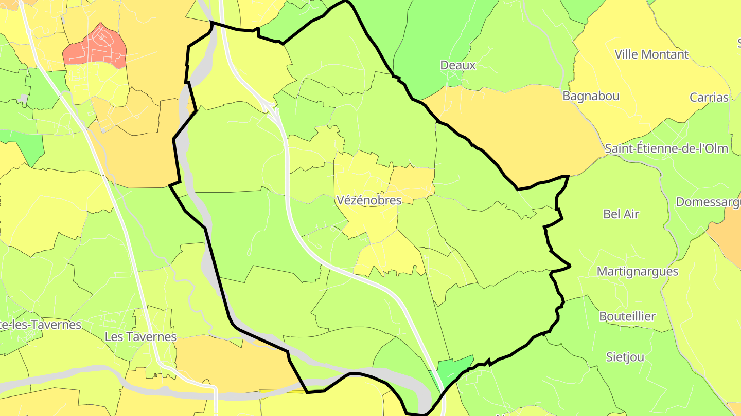 Carte des prix de l'immobilier Vézénobres
