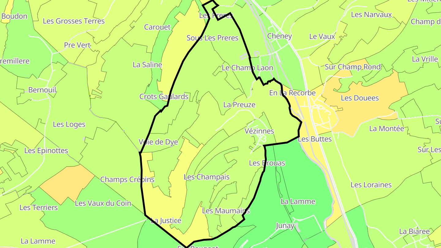 Carte des prix de l'immobilier Vézinnes