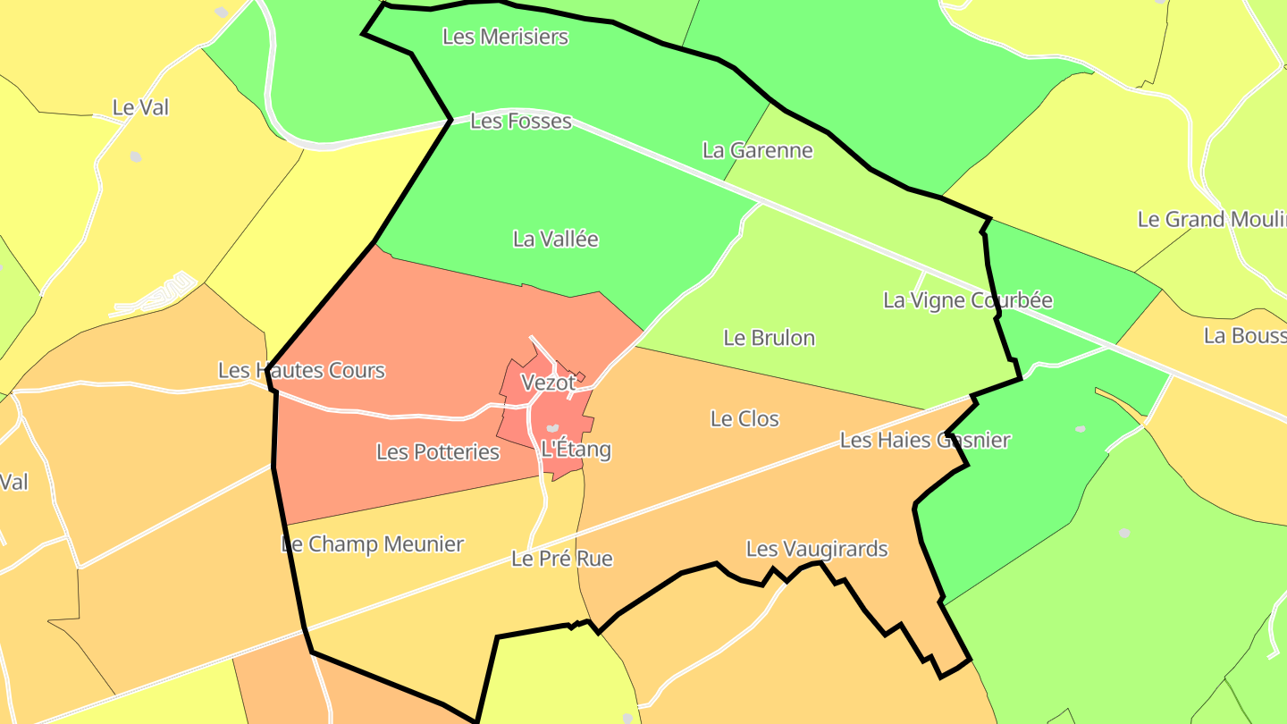 Carte des prix de l'immobilier Vezot