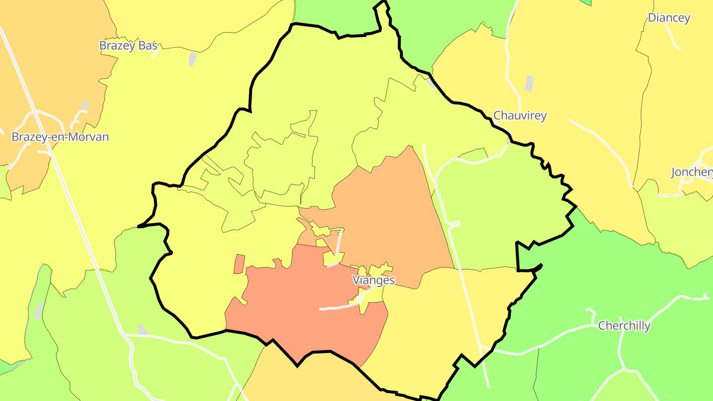 Carte des prix de l'immobilier Vianges