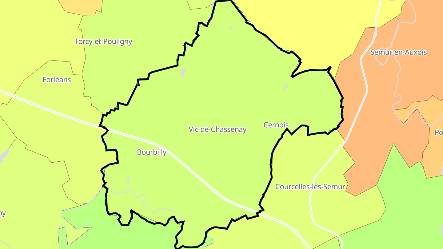 Carte des prix de l'immobilier Vic-de-Chassenay