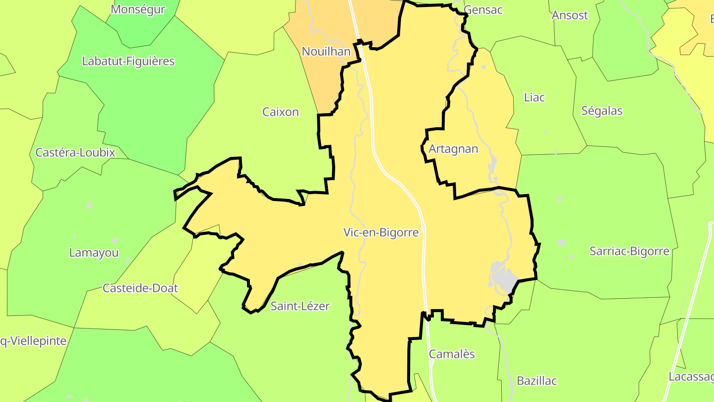 Carte des prix de l'immobilier Vic-en-Bigorre