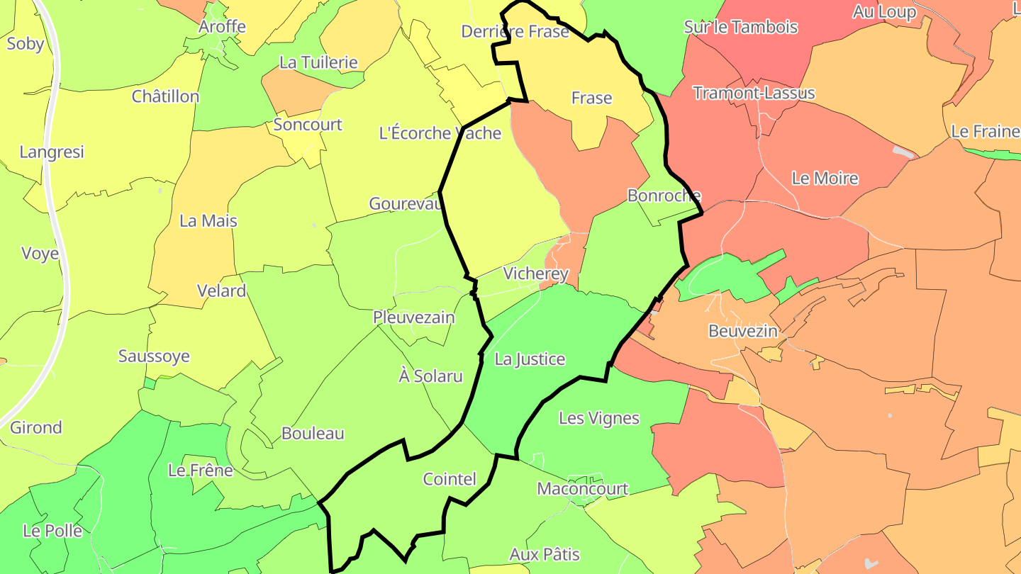 Carte des prix de l'immobilier Vicherey
