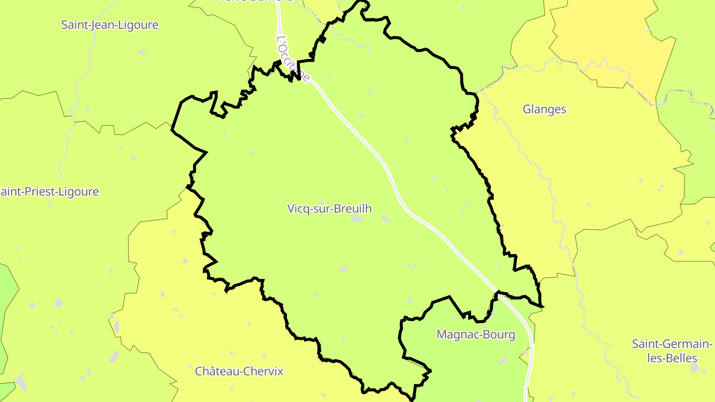 Carte des prix de l'immobilier Vicq-sur-Breuilh