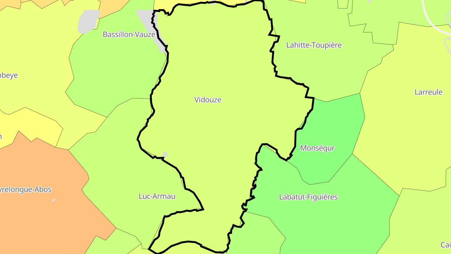 Carte des prix de l'immobilier Vidouze