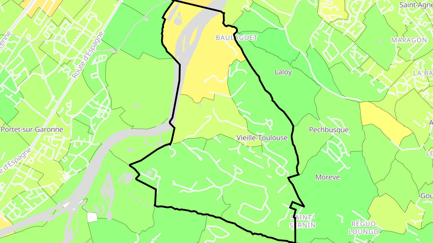 Carte des prix de l'immobilier Vieille-Toulouse