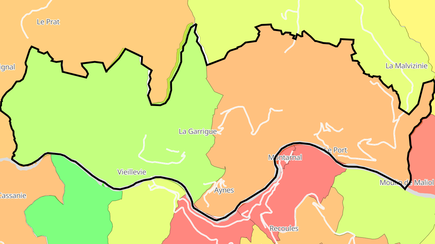 Carte des prix de l'immobilier Vieillevie