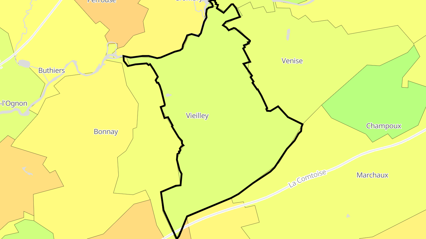 Carte des prix de l'immobilier Vieilley