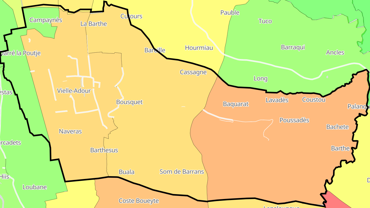 Carte des prix de l'immobilier Vielle-Adour