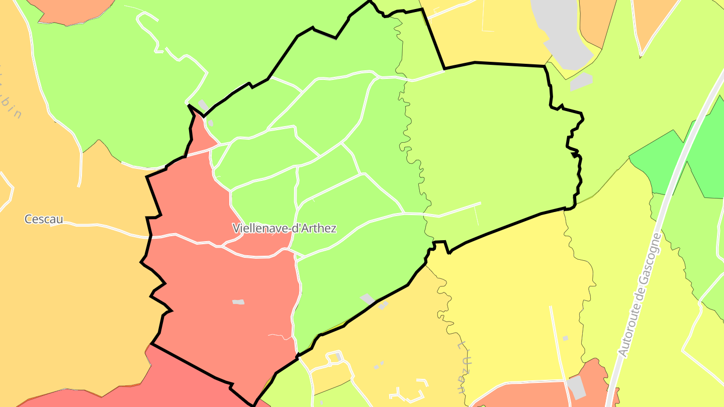Carte des prix de l'immobilier Viellenave-d'Arthez