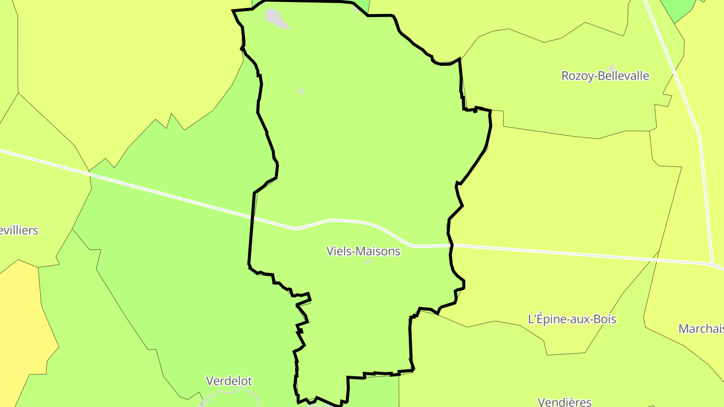 Carte des prix de l'immobilier Viels-Maisons