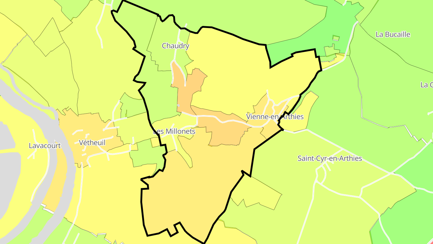 Carte des prix de l'immobilier Vienne-en-Arthies
