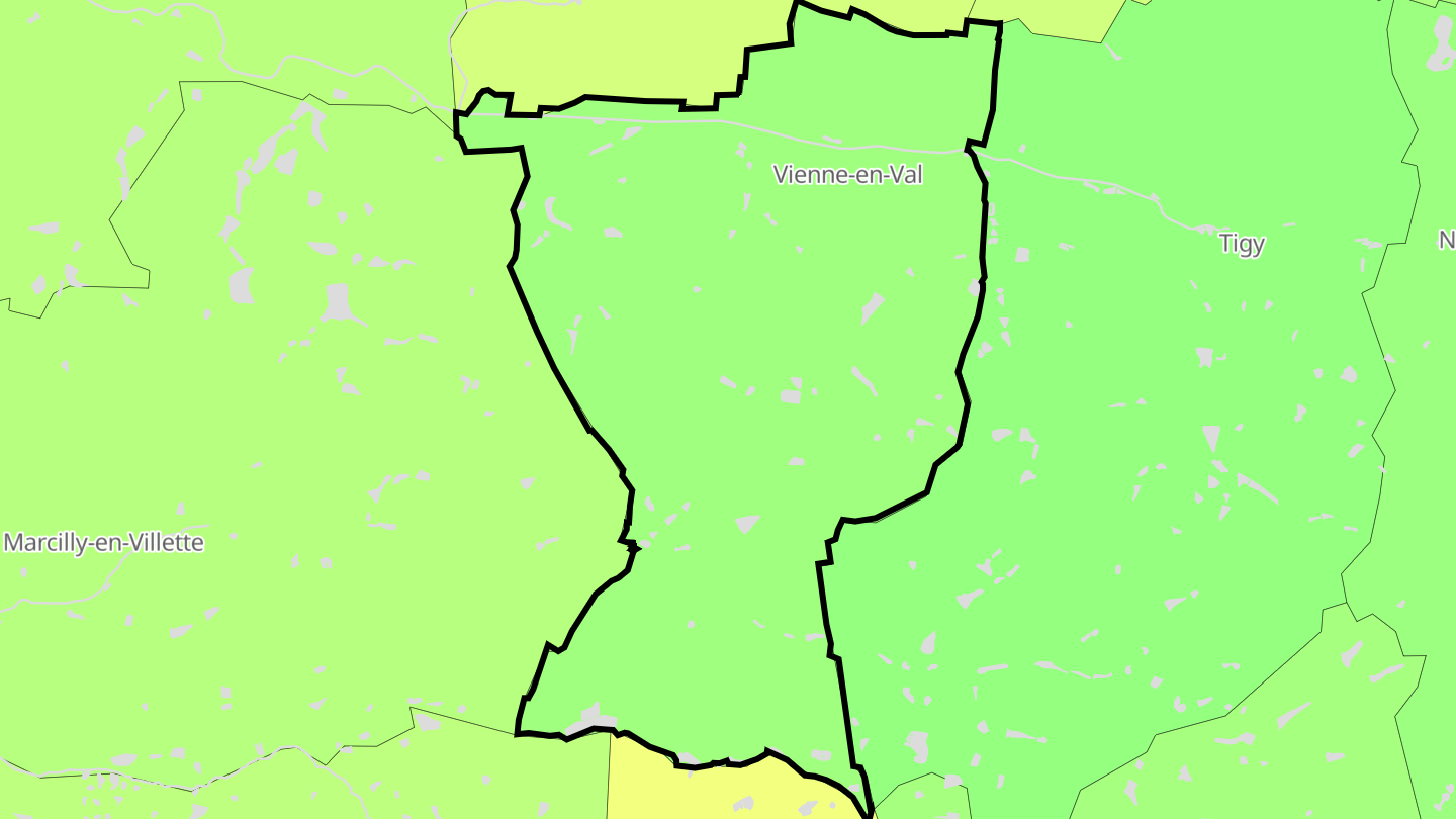 Carte des prix de l'immobilier Vienne-en-Val