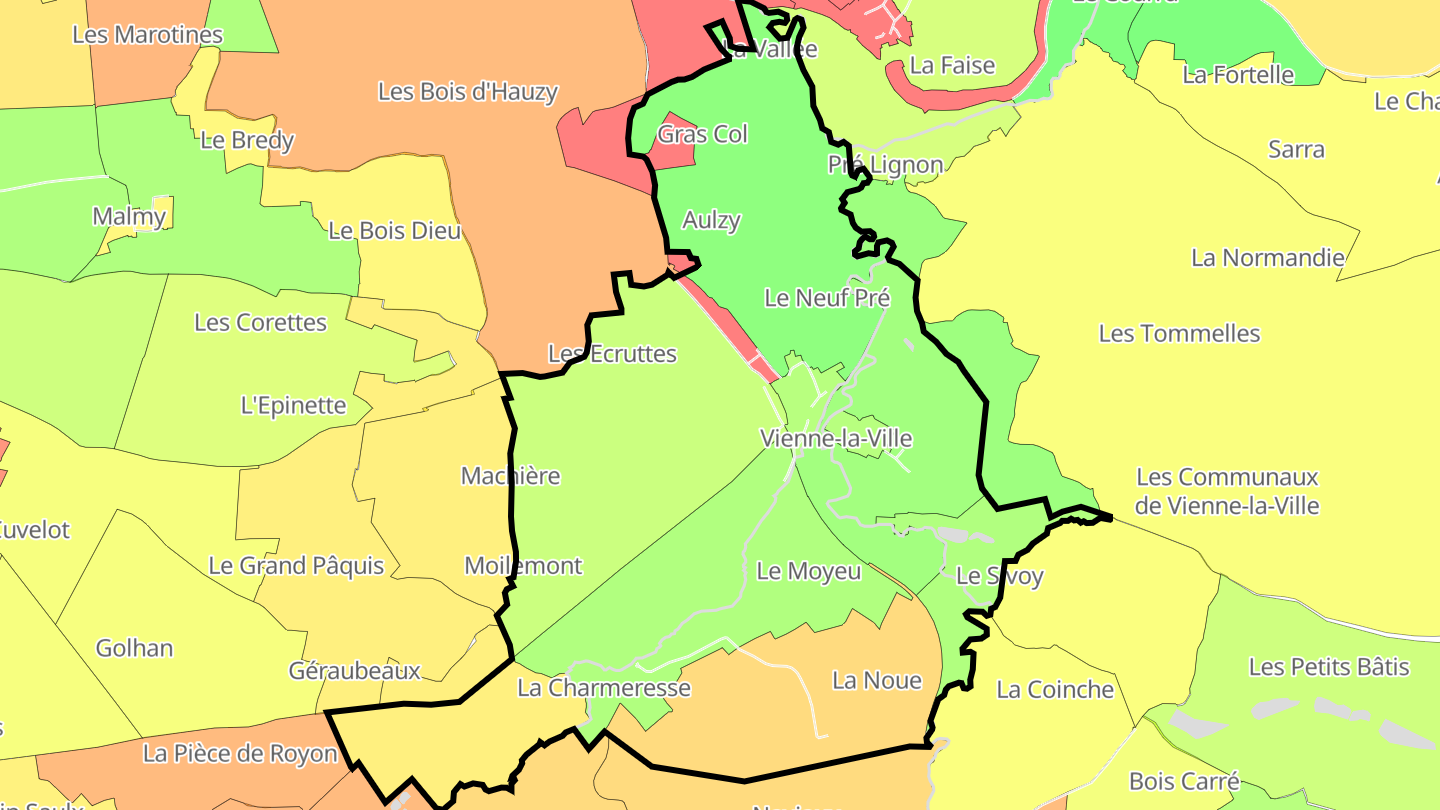 Carte des prix de l'immobilier Vienne-la-Ville