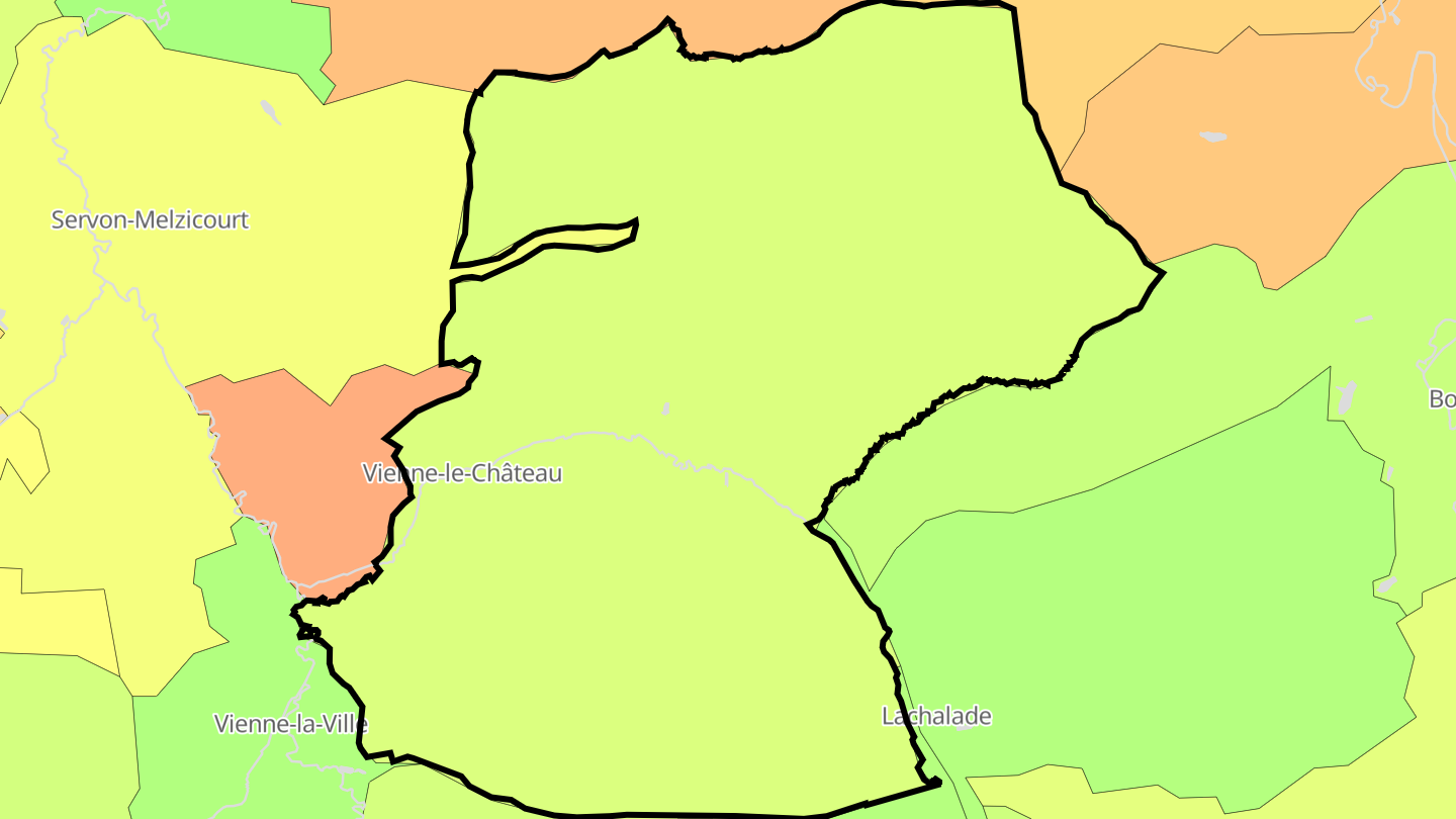 Carte des prix de l'immobilier Vienne-le-Château