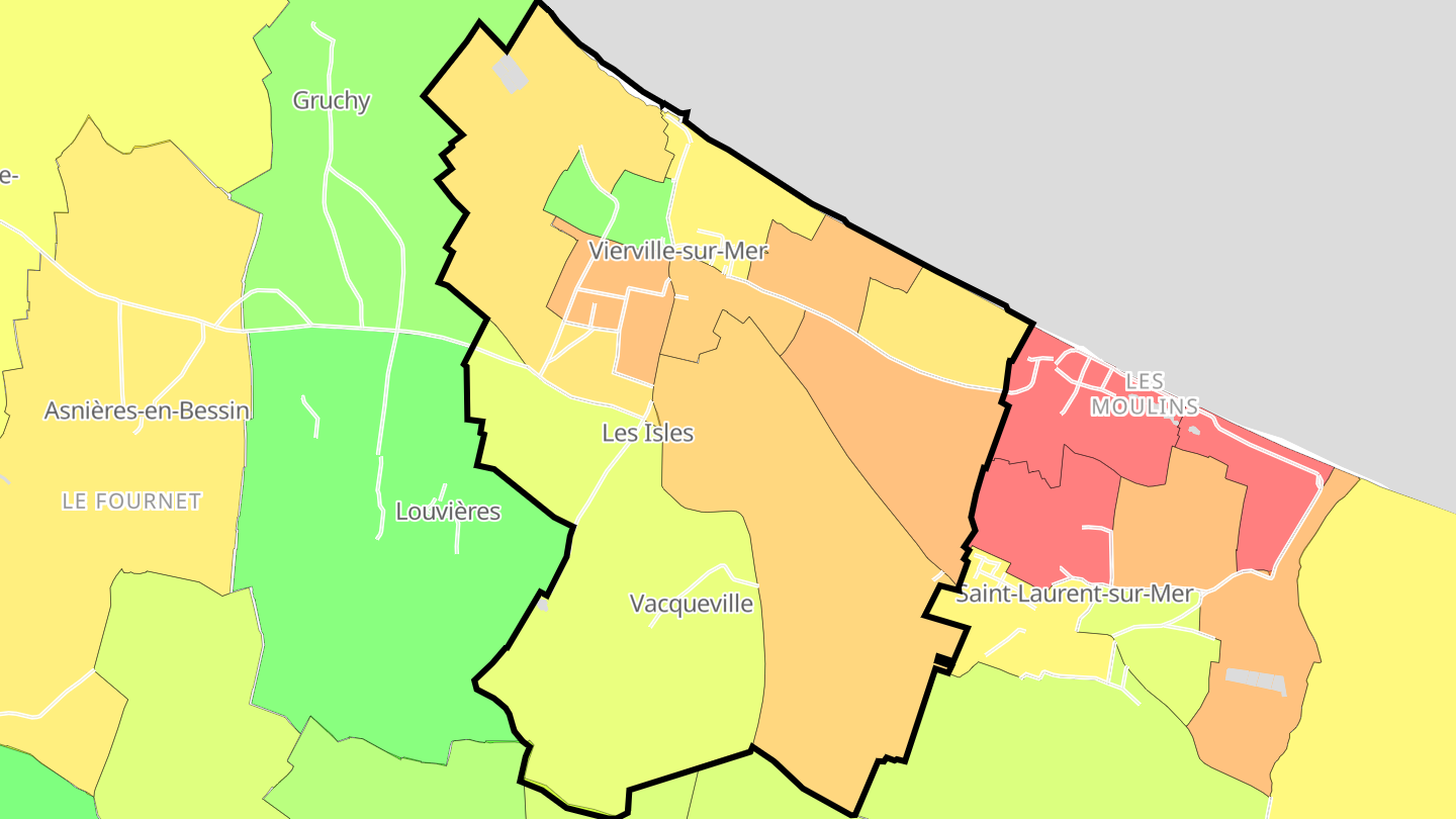 Carte des prix de l'immobilier Vierville-sur-Mer