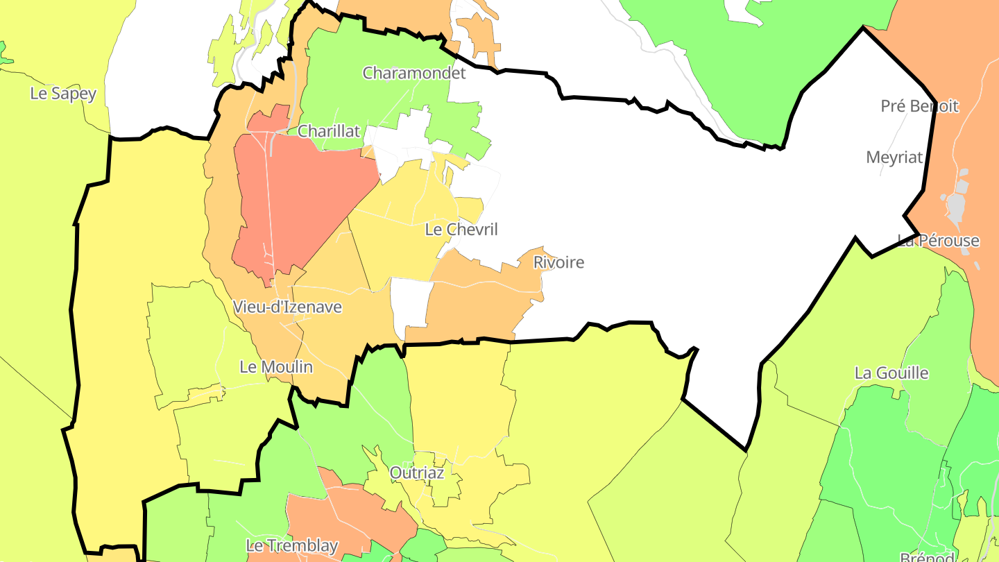 Carte des prix de l'immobilier Vieu-d'Izenave