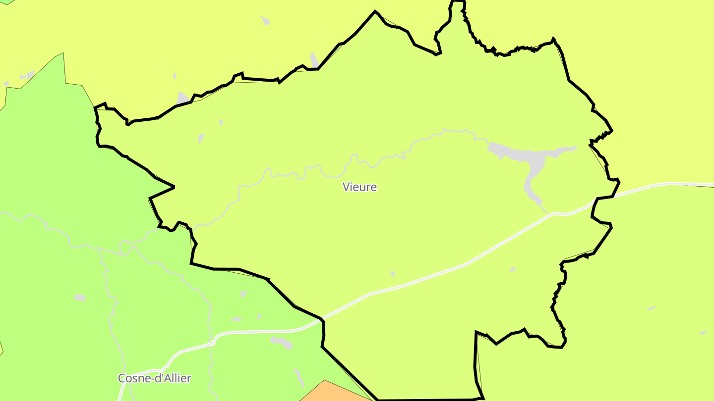 Carte des prix de l'immobilier Vieure