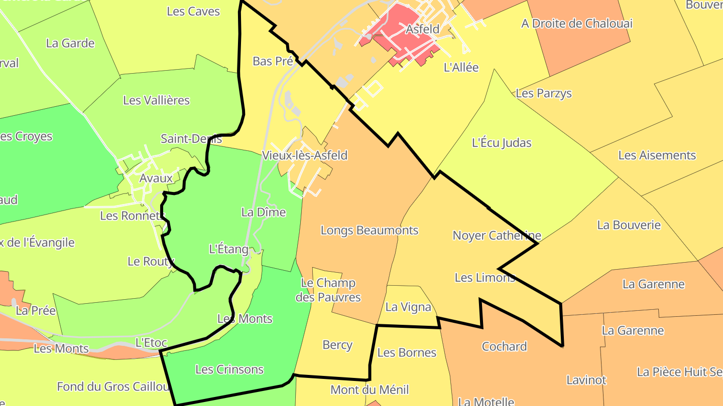 Carte des prix de l'immobilier Vieux-lès-Asfeld
