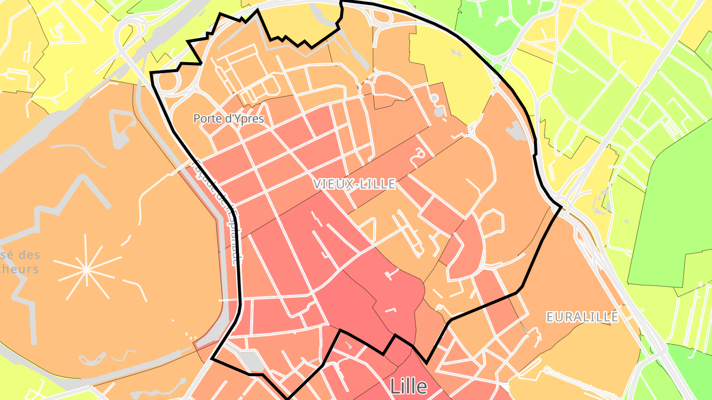 Carte des prix de l'immobilier Vieux-Lille