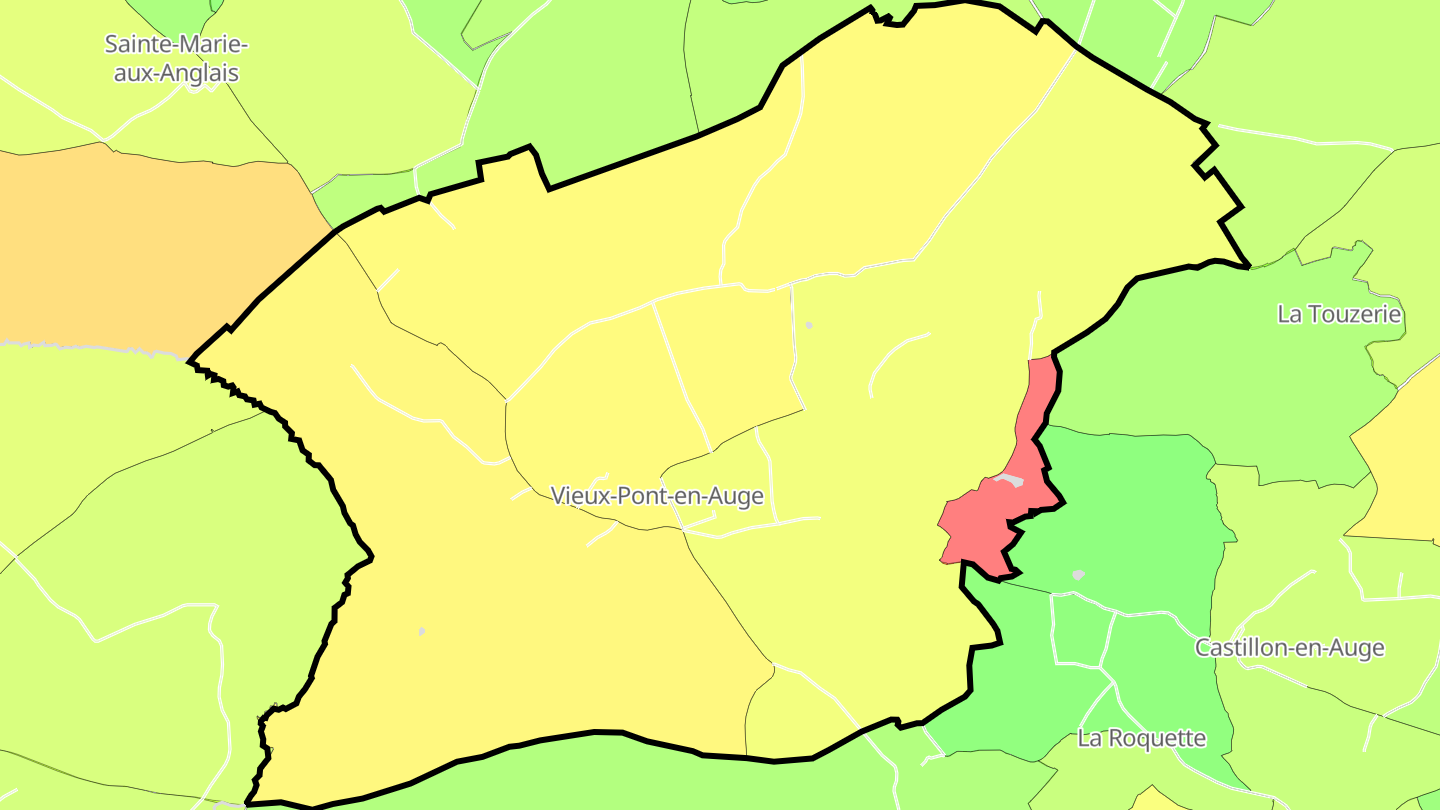 Carte des prix de l'immobilier Vieux-Pont-en-Auge