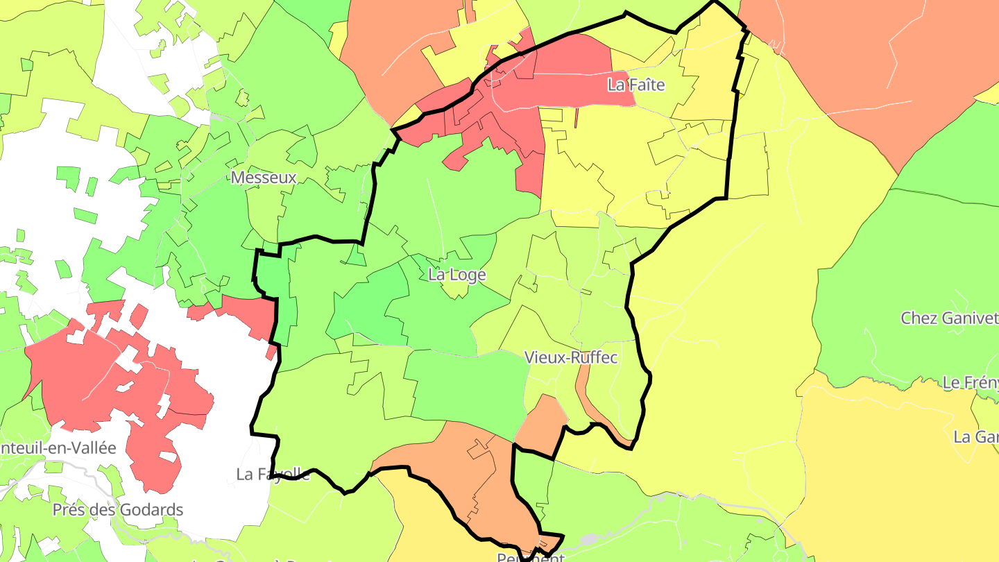 Carte des prix de l'immobilier Vieux-Ruffec