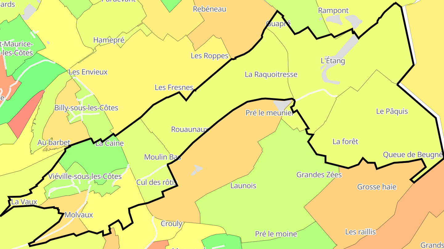 Carte des prix de l'immobilier Viéville-sous-les-Côtes