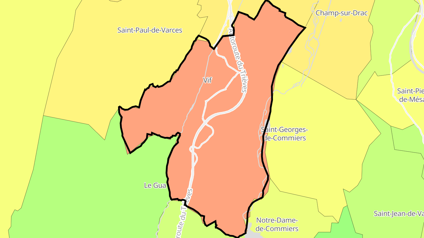 Carte des prix de l'immobilier Vif