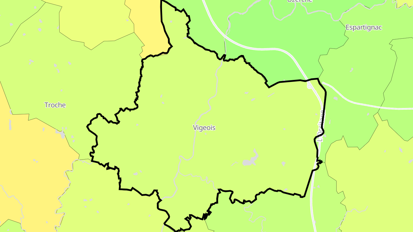 Carte des prix de l'immobilier Vigeois