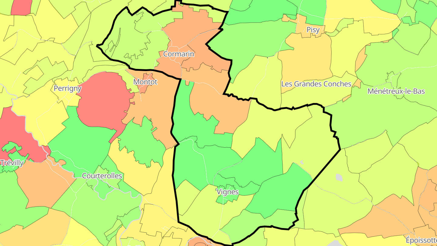 Carte des prix de l'immobilier Vignes
