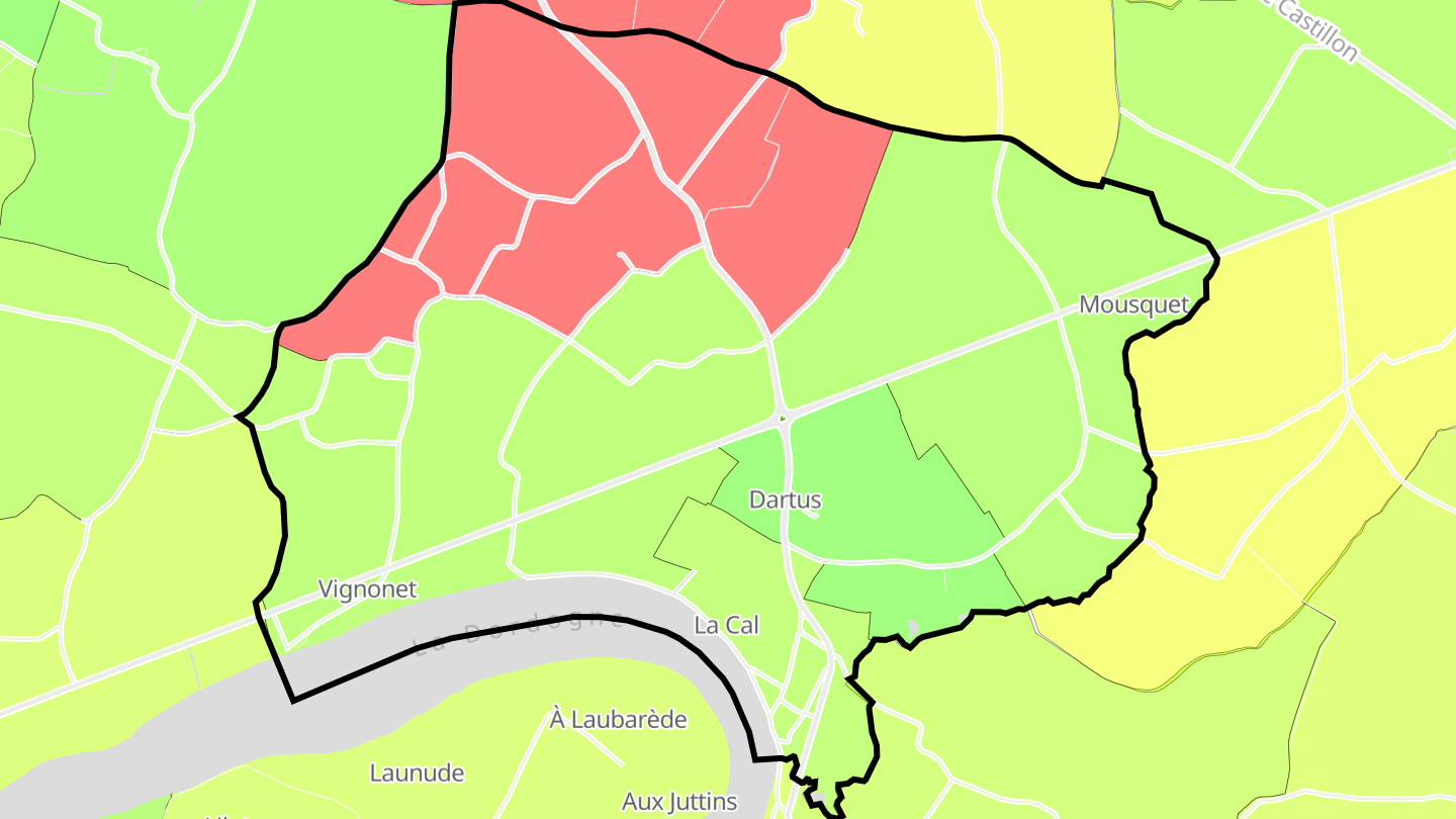 Carte des prix de l'immobilier Vignonet