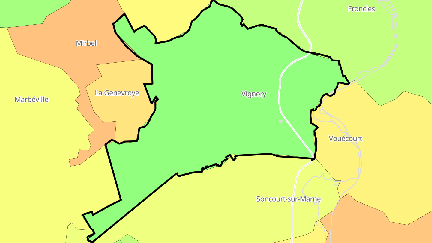 Carte des prix de l'immobilier Vignory