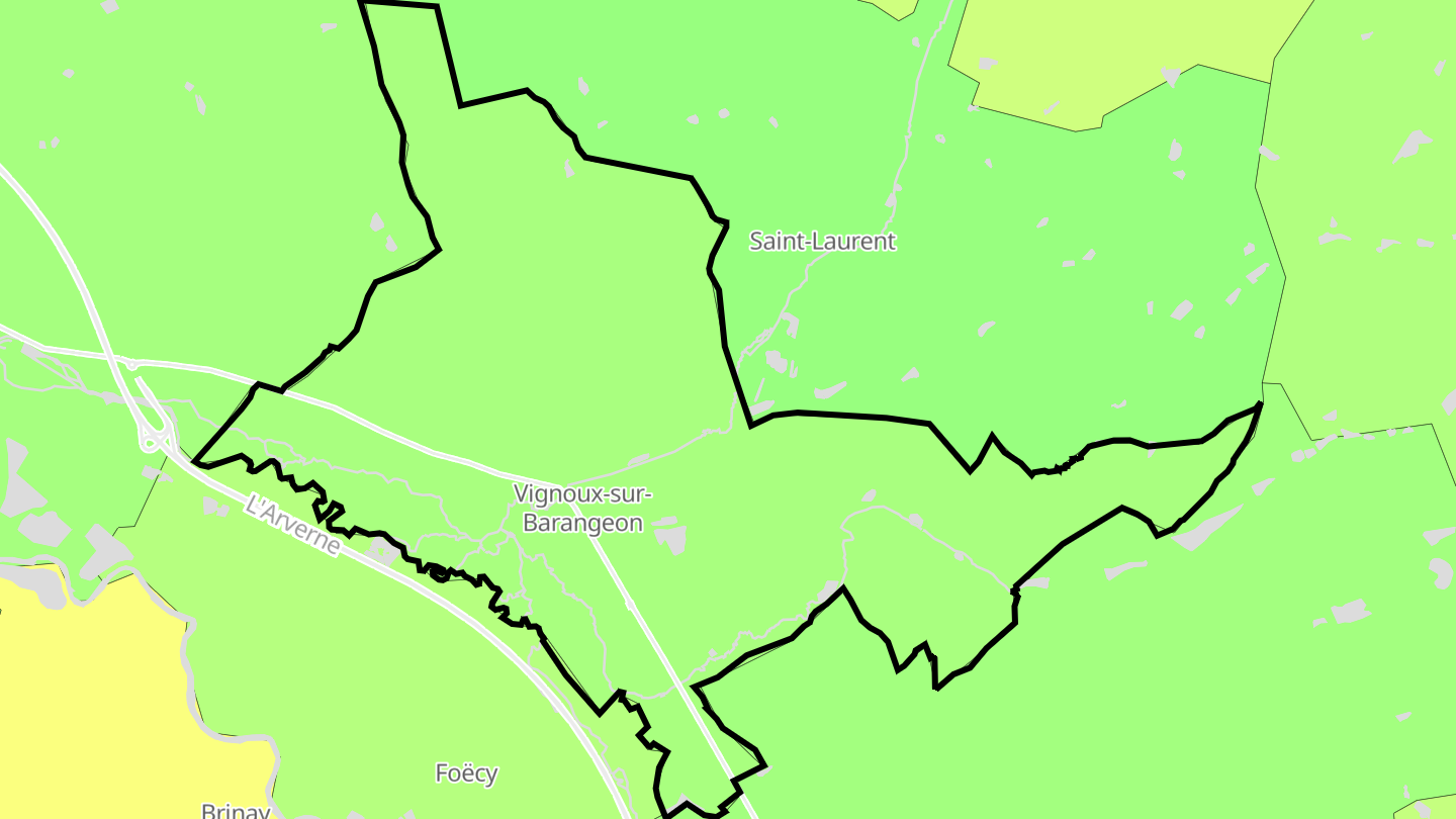 Carte des prix de l'immobilier Vignoux-sur-Barangeon