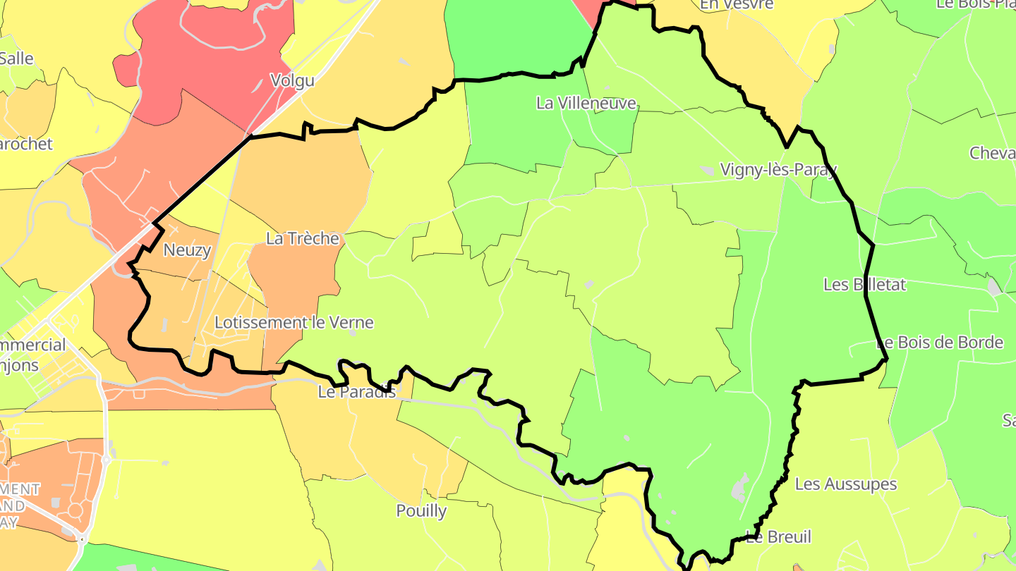 Carte des prix de l'immobilier Vigny-lès-Paray