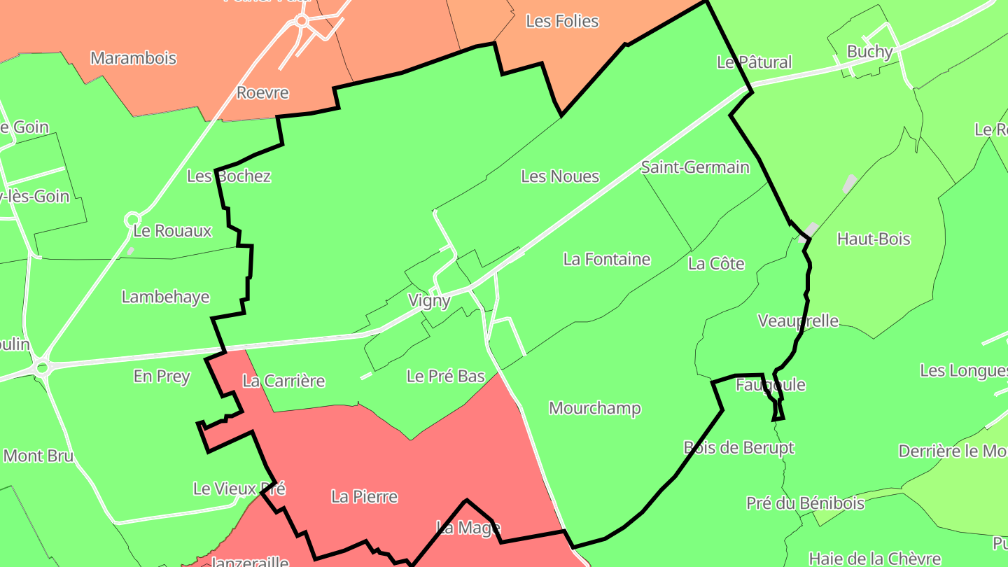 Carte des prix de l'immobilier Vigny