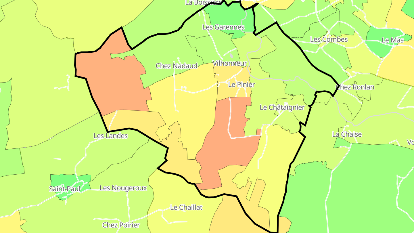 Carte des prix de l'immobilier Vilhonneur