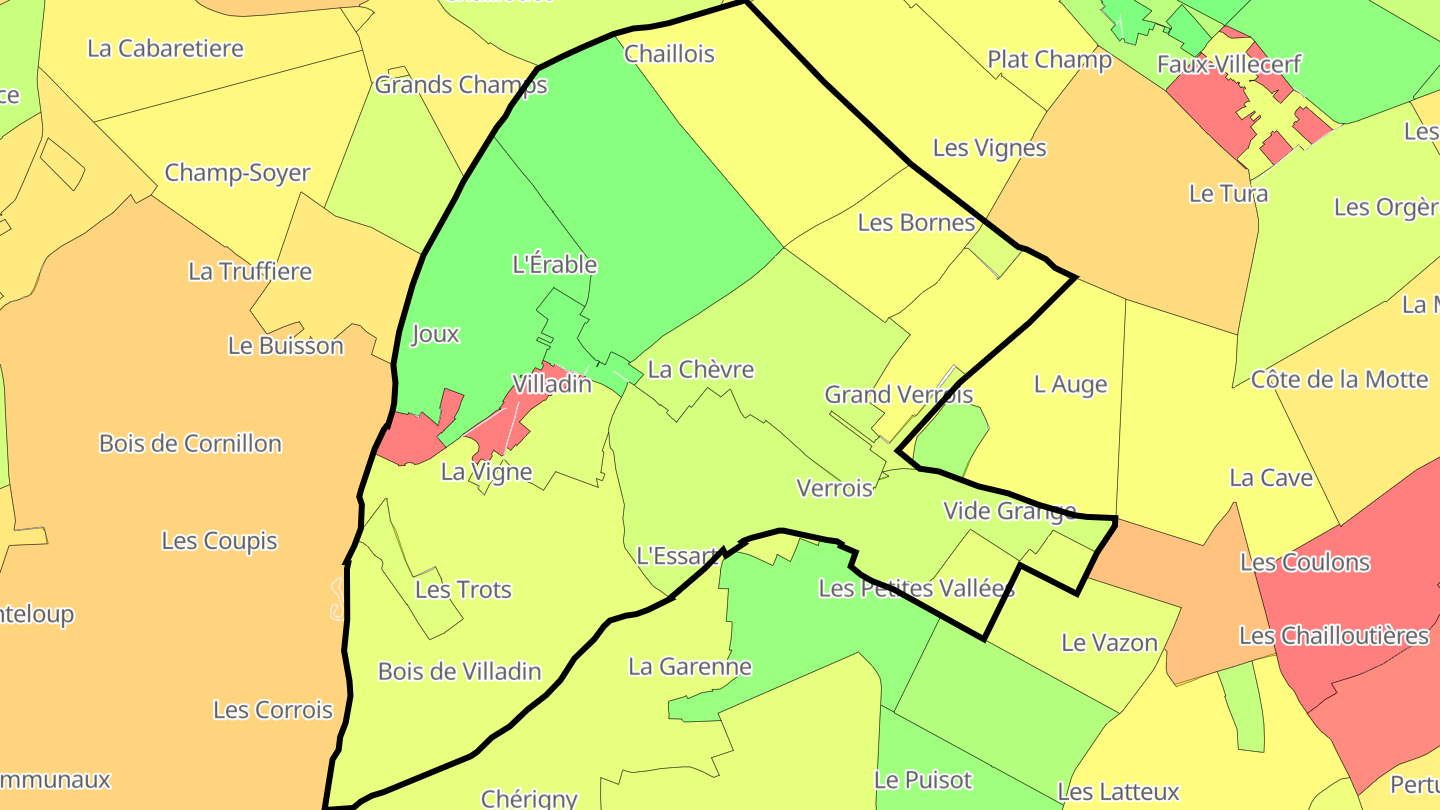 Carte des prix de l'immobilier Villadin