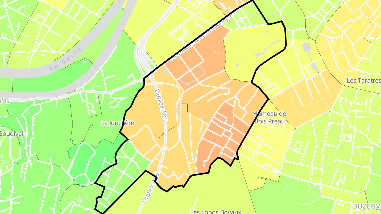 Carte des prix de l'immobilier Village Jonchère-Malmaison-Saint-Cucufa