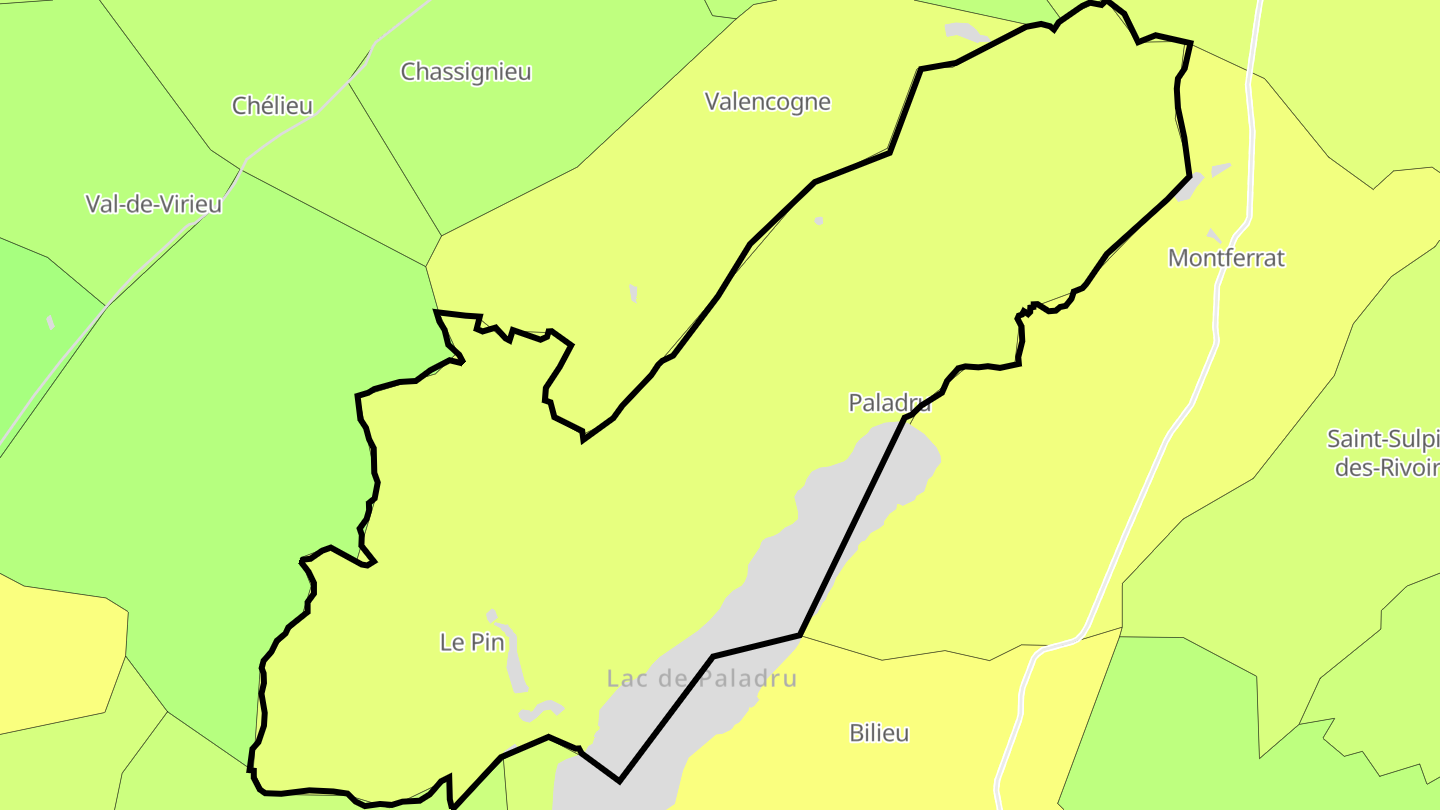 Carte des prix de l'immobilier Villages du Lac de Paladru