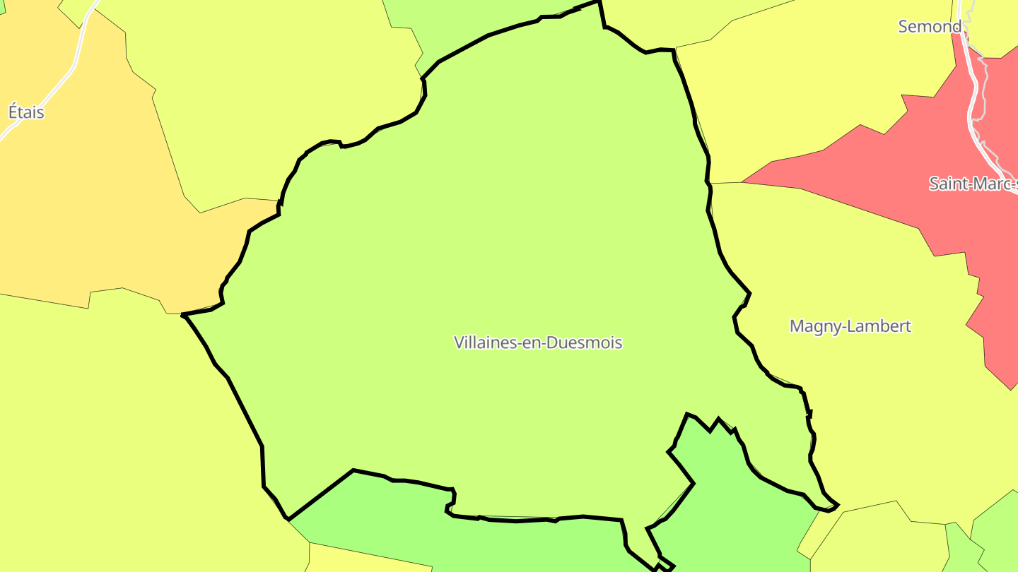 Carte des prix de l'immobilier Villaines-en-Duesmois