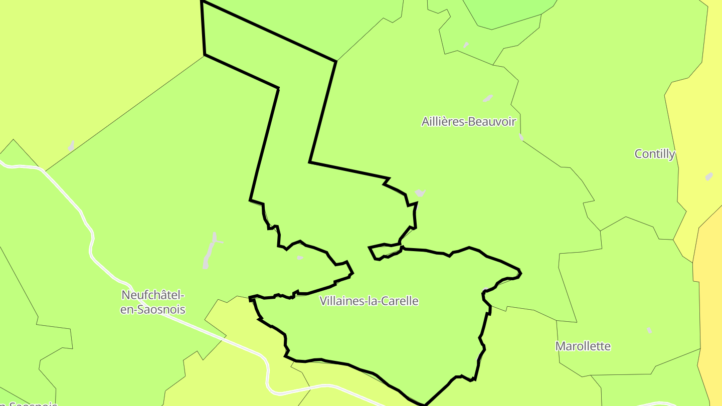 Carte des prix de l'immobilier Villaines-la-Carelle