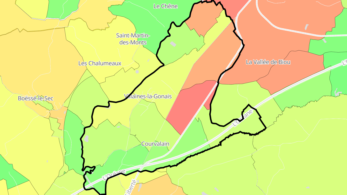 Carte des prix de l'immobilier Villaines-la-Gonais