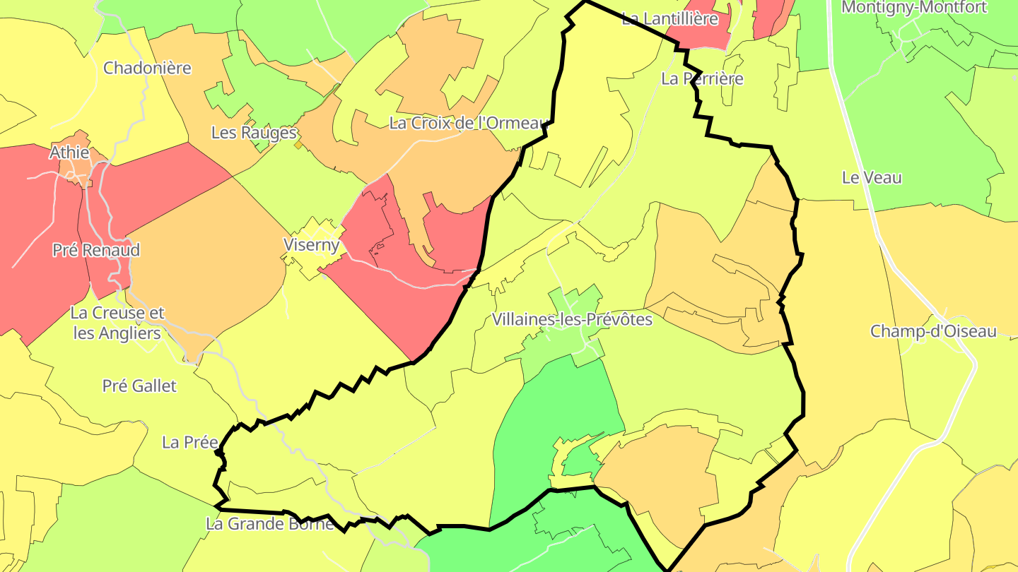 Carte des prix de l'immobilier Villaines-les-Prévôtes