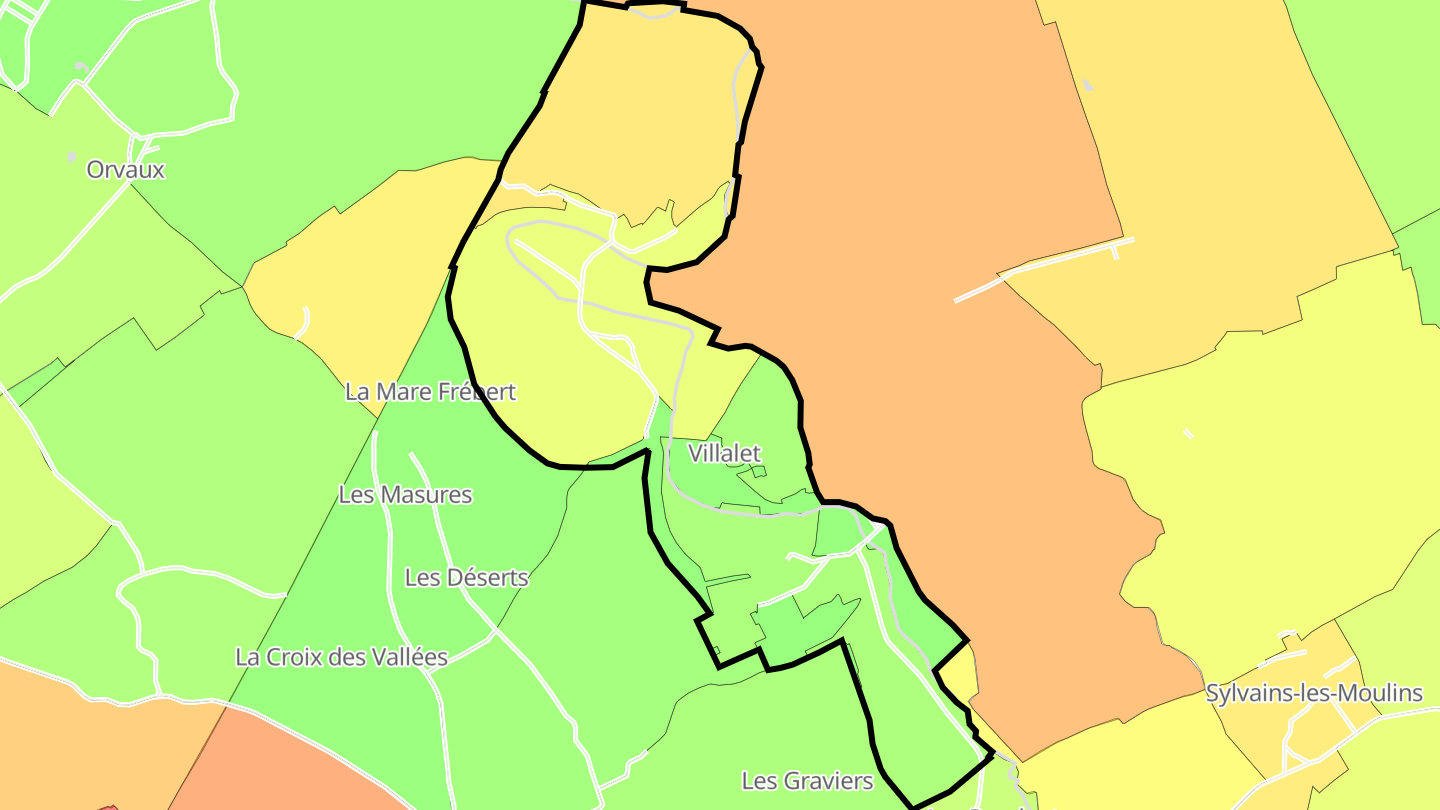 Carte des prix de l'immobilier Villalet