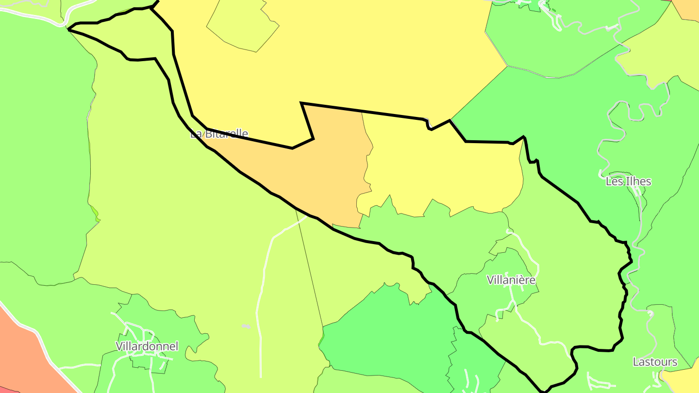 Carte des prix de l'immobilier Villanière