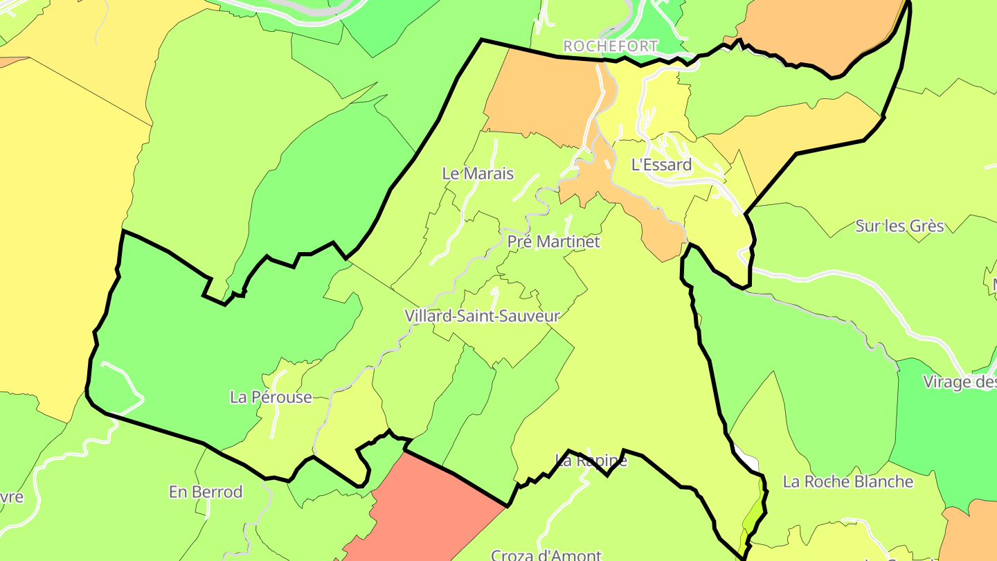 Carte des prix de l'immobilier Villard-Saint-Sauveur