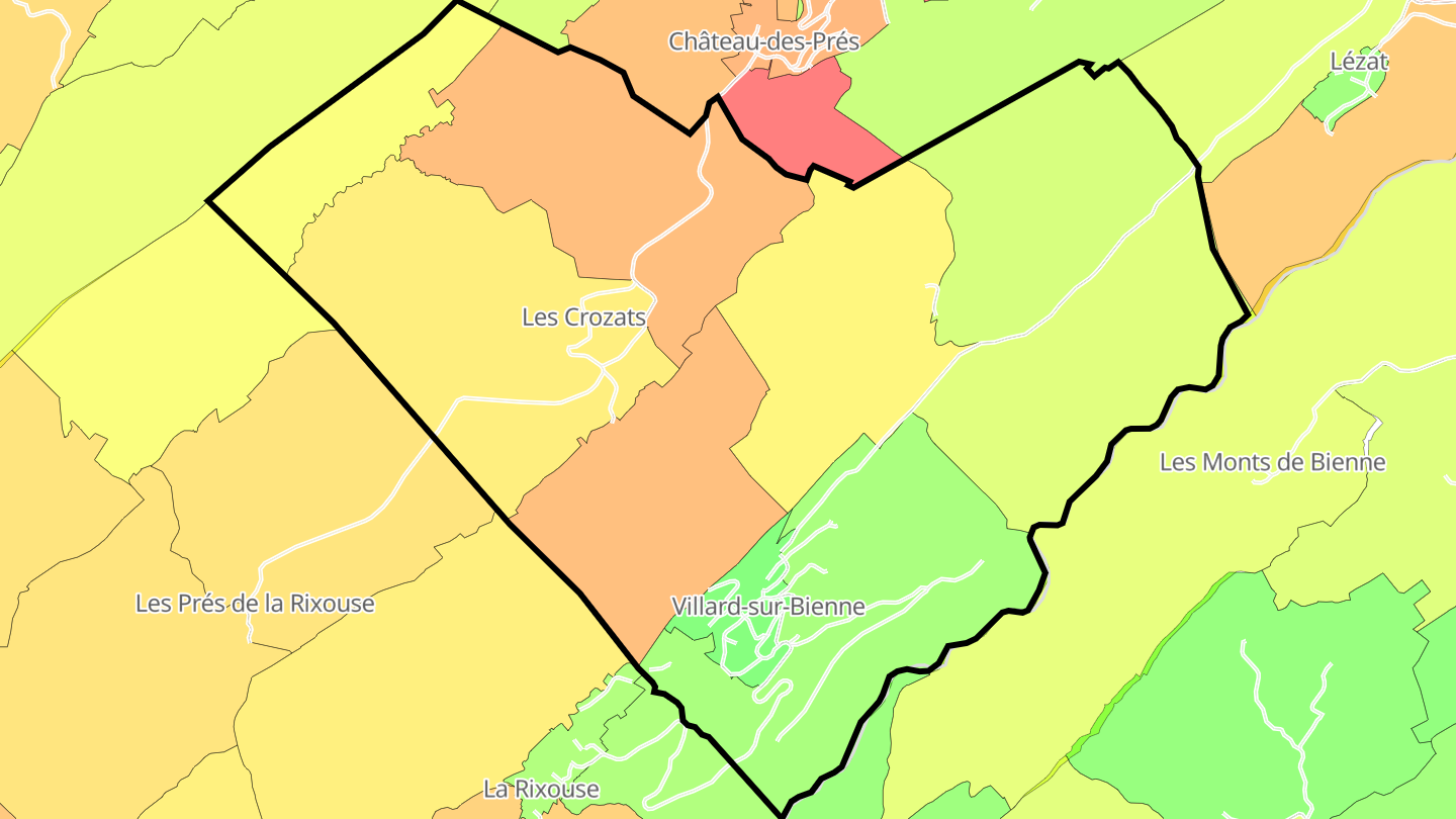 Carte des prix de l'immobilier Villard-sur-Bienne