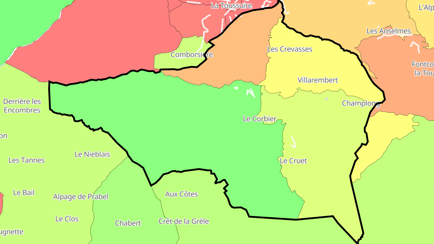 Carte des prix de l'immobilier Villarembert